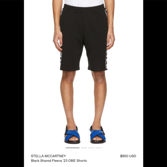 Stella Mccartney Mens Black Shared Fleece Shorts - Picture 9 of 9